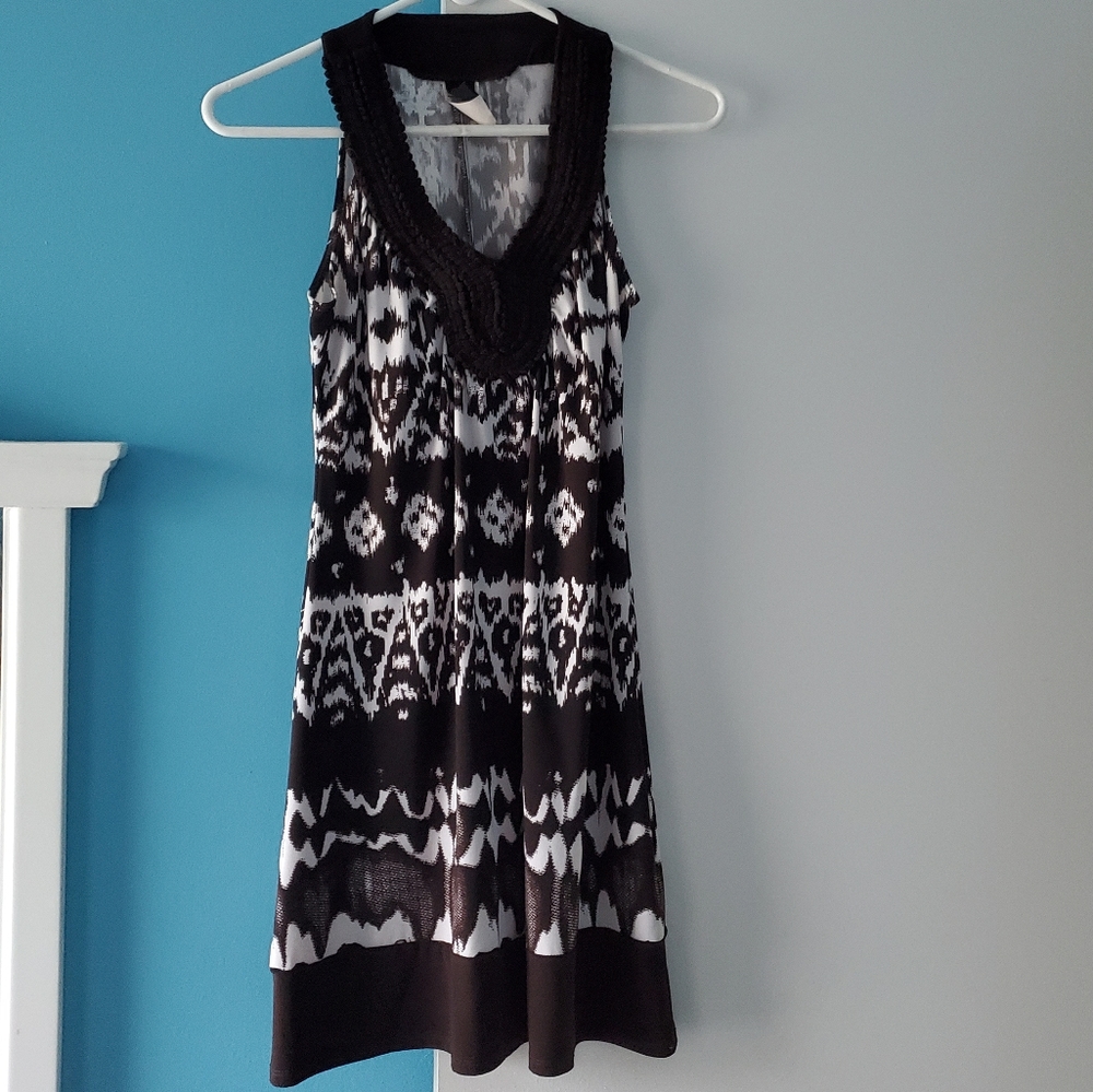 Brown and white tank dress